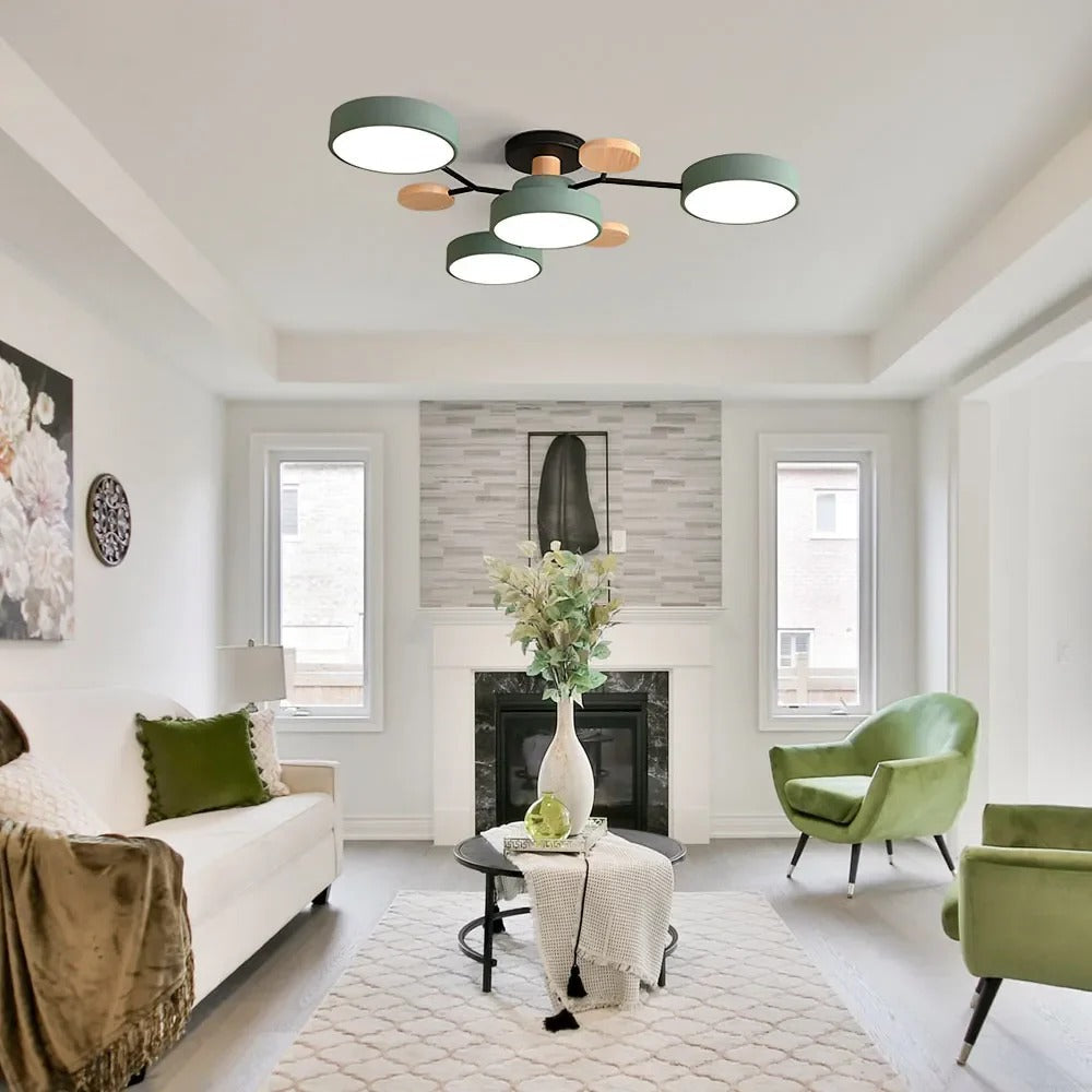 Modern LED Round Iron Semi Flush Chandelier Contemporary Ceiling Light - Image 5