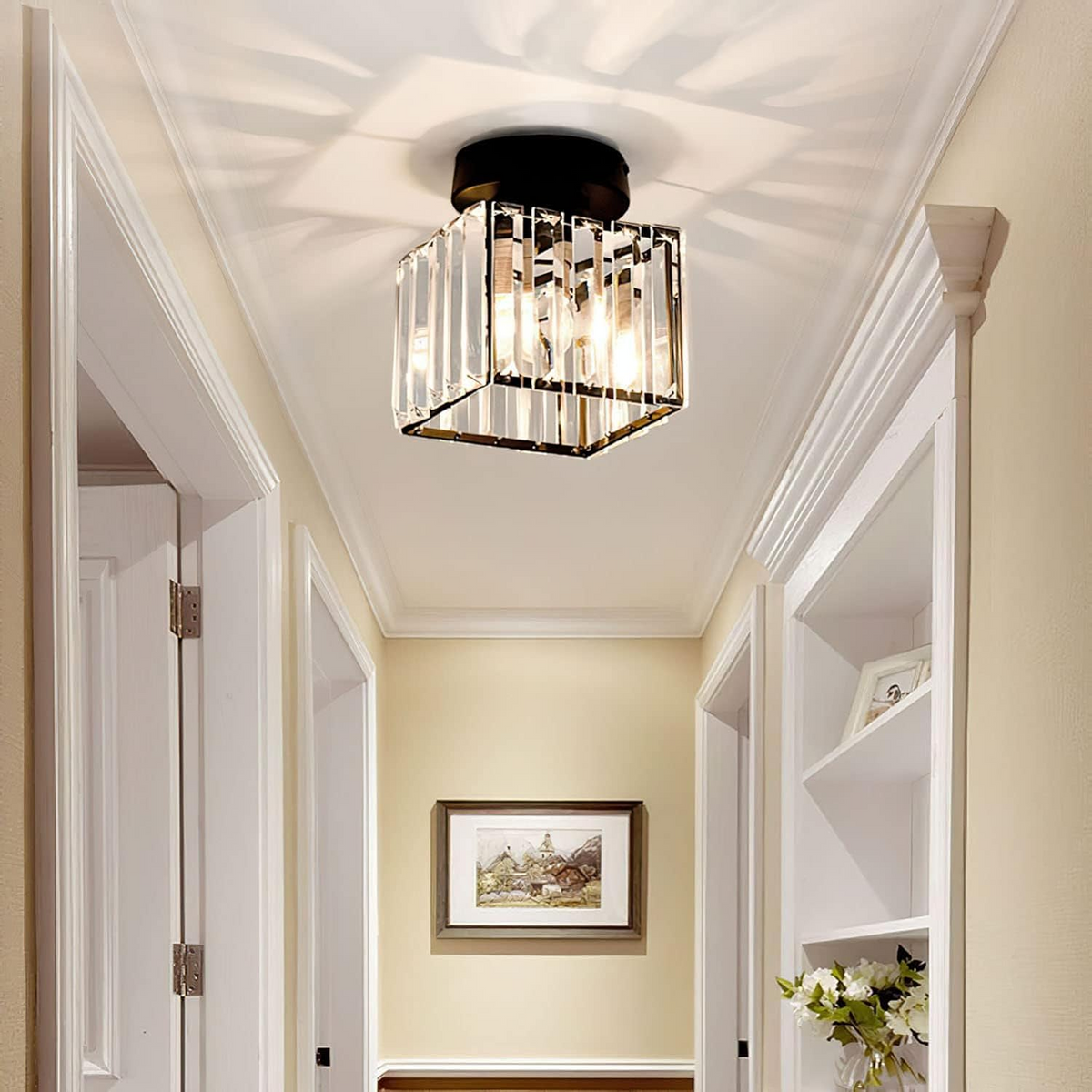 Black Crystal Flush Mount Ceiling Light Modern E27 - Image 4
