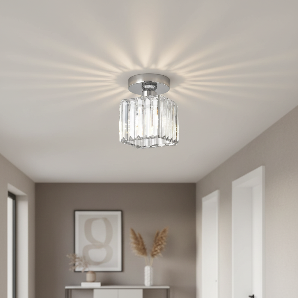 Black Crystal Flush Mount Ceiling Light Modern E27 - Image 26