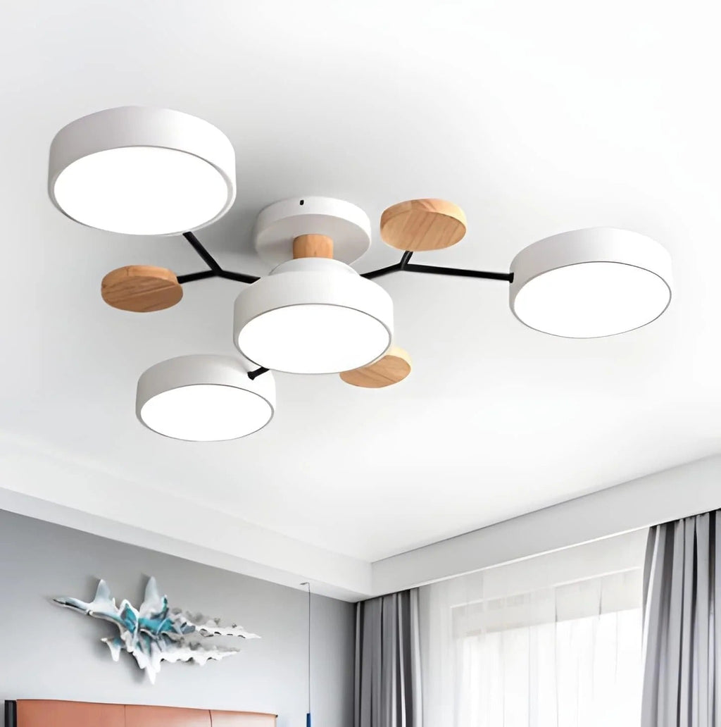 Modern LED Round Iron Semi Flush Chandelier Contemporary Ceiling Light - Image 18