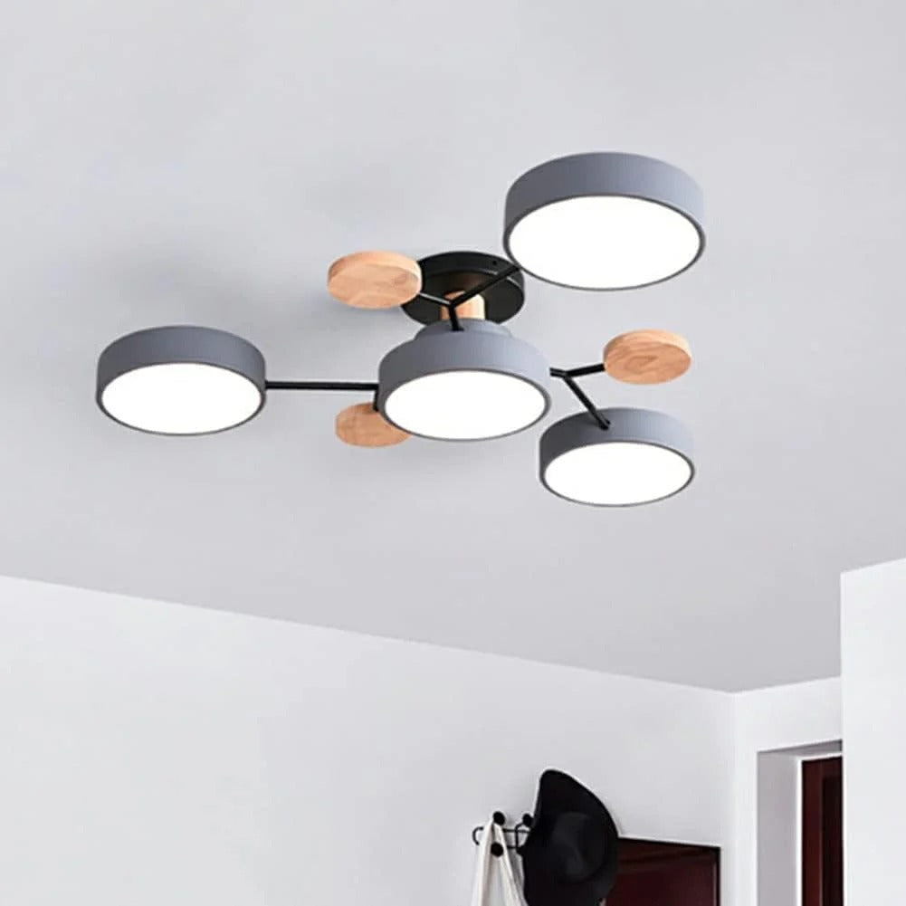 Modern LED Round Iron Semi Flush Chandelier Contemporary Ceiling Light - Image 13