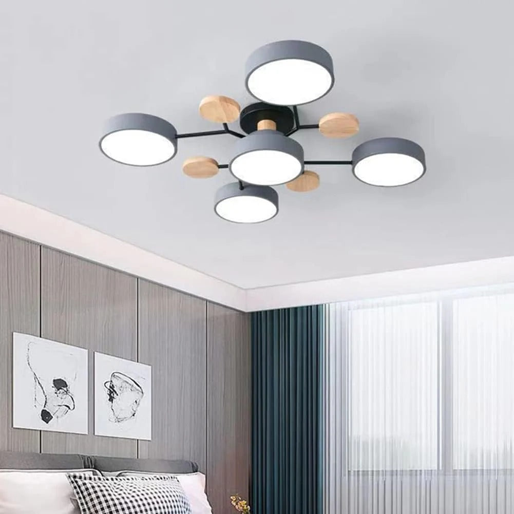 Modern LED Round Iron Semi Flush Chandelier Contemporary Ceiling Light - Image 14