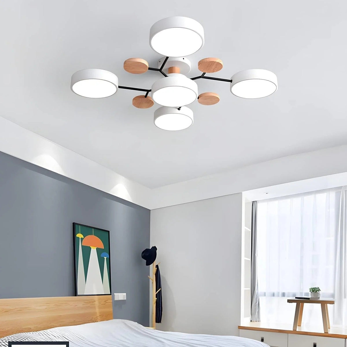 Modern LED Round Iron Semi Flush Chandelier Contemporary Ceiling Light - Image 21