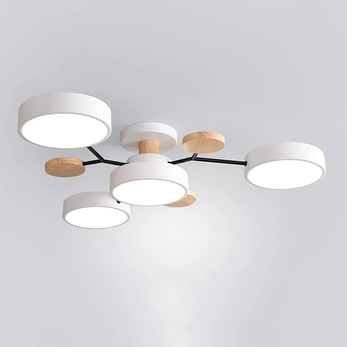 Modern LED Round Iron Semi Flush Chandelier Contemporary Ceiling Light - Image 19