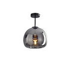 Round Copper Glass Flush Mount Ceiling Light E27 Fitting - Image 14
