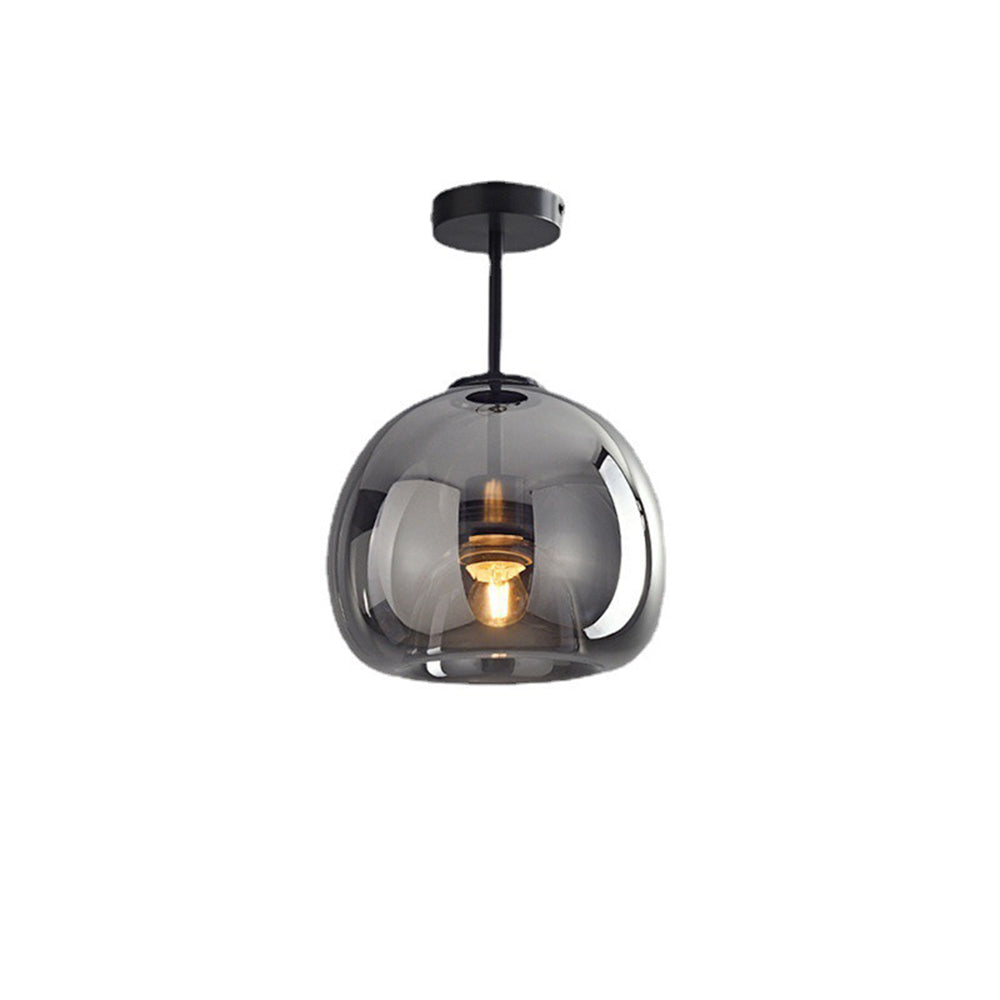 Round Copper Glass Flush Mount Ceiling Light E27 Fitting - Image 14
