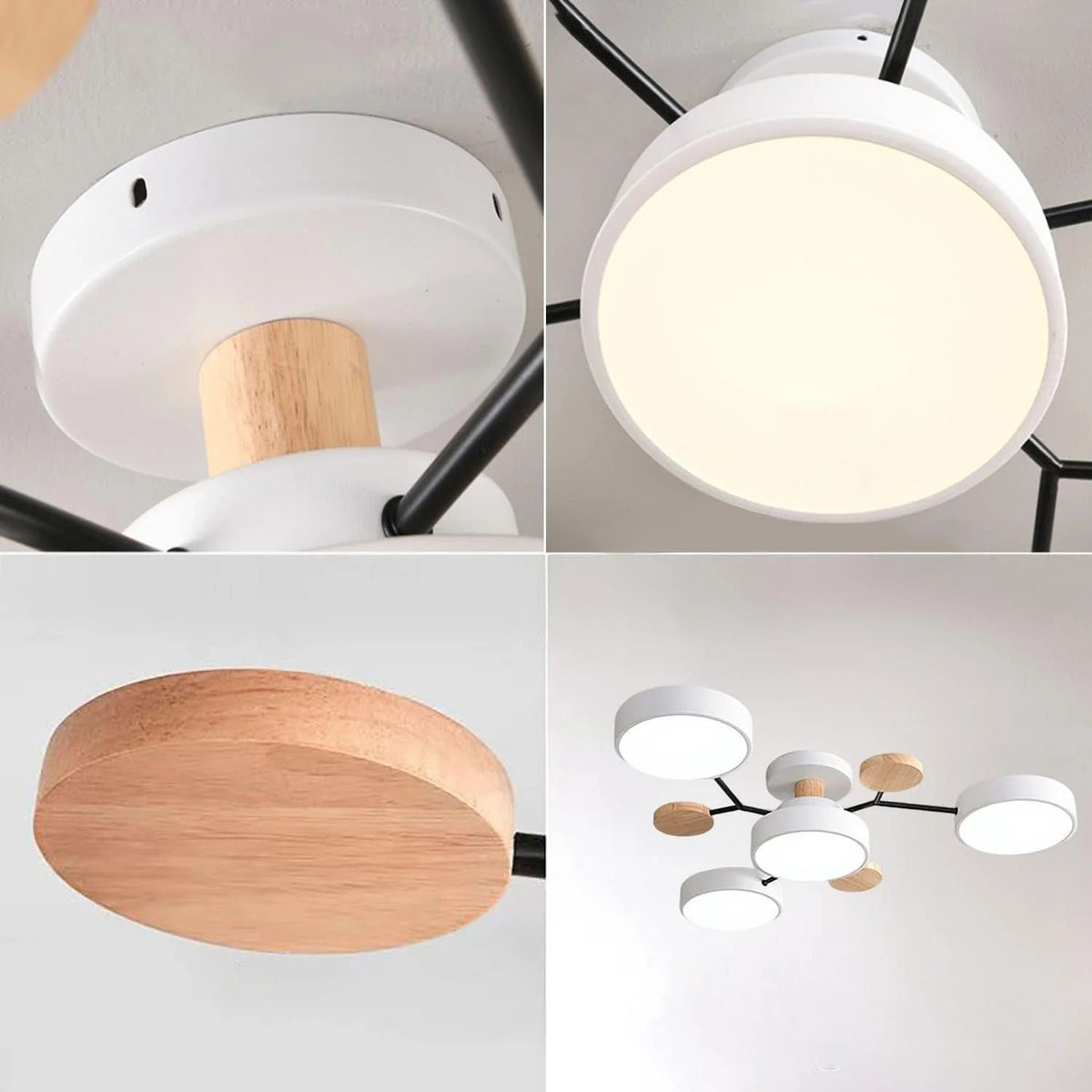 Modern LED Round Iron Semi Flush Chandelier Contemporary Ceiling Light - Image 24