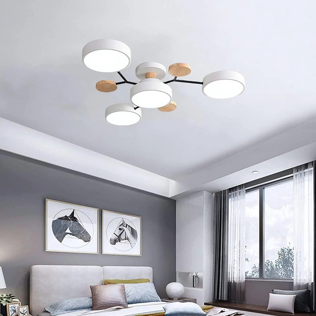 Modern LED Round Iron Semi Flush Chandelier Contemporary Ceiling Light - Image 20