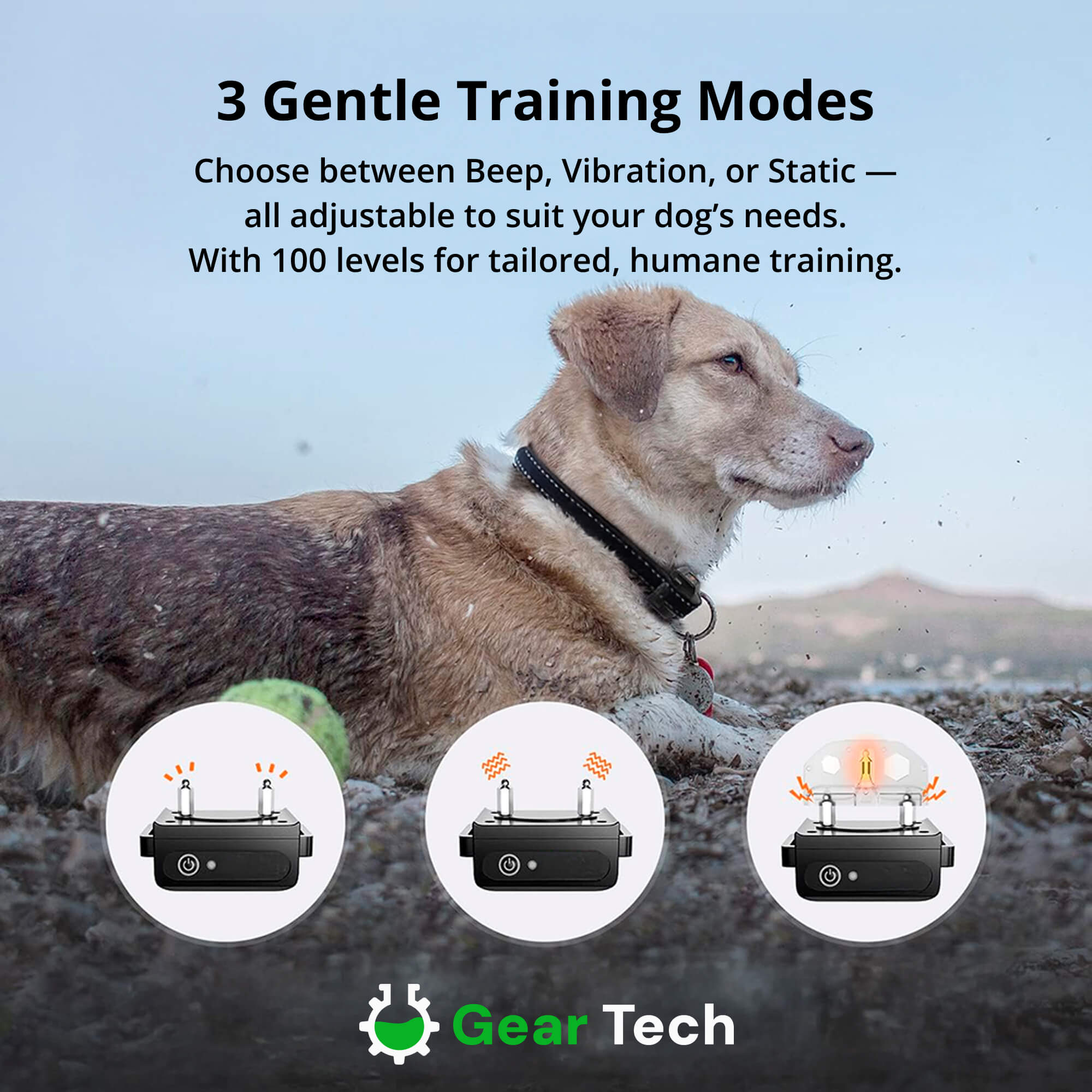 Rechargeable Dog Training Collar with Beep, Vibration & Static Modes - Image 2