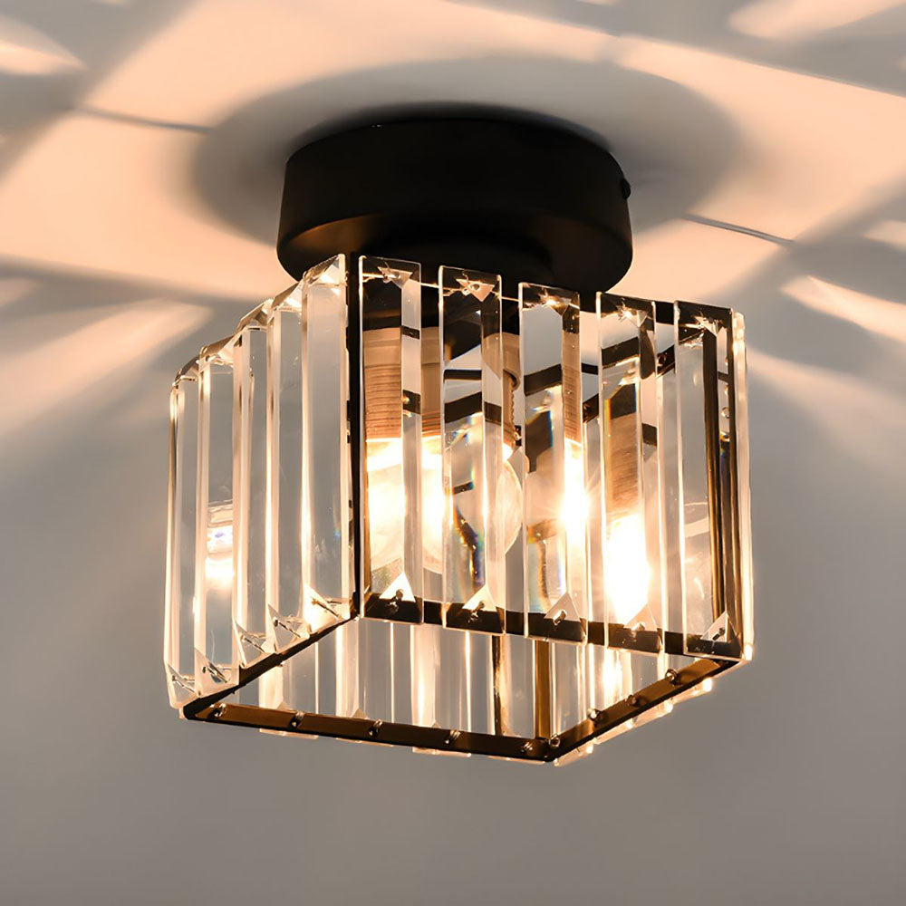 Black Crystal Flush Mount Ceiling Light Modern E27 - Image 2