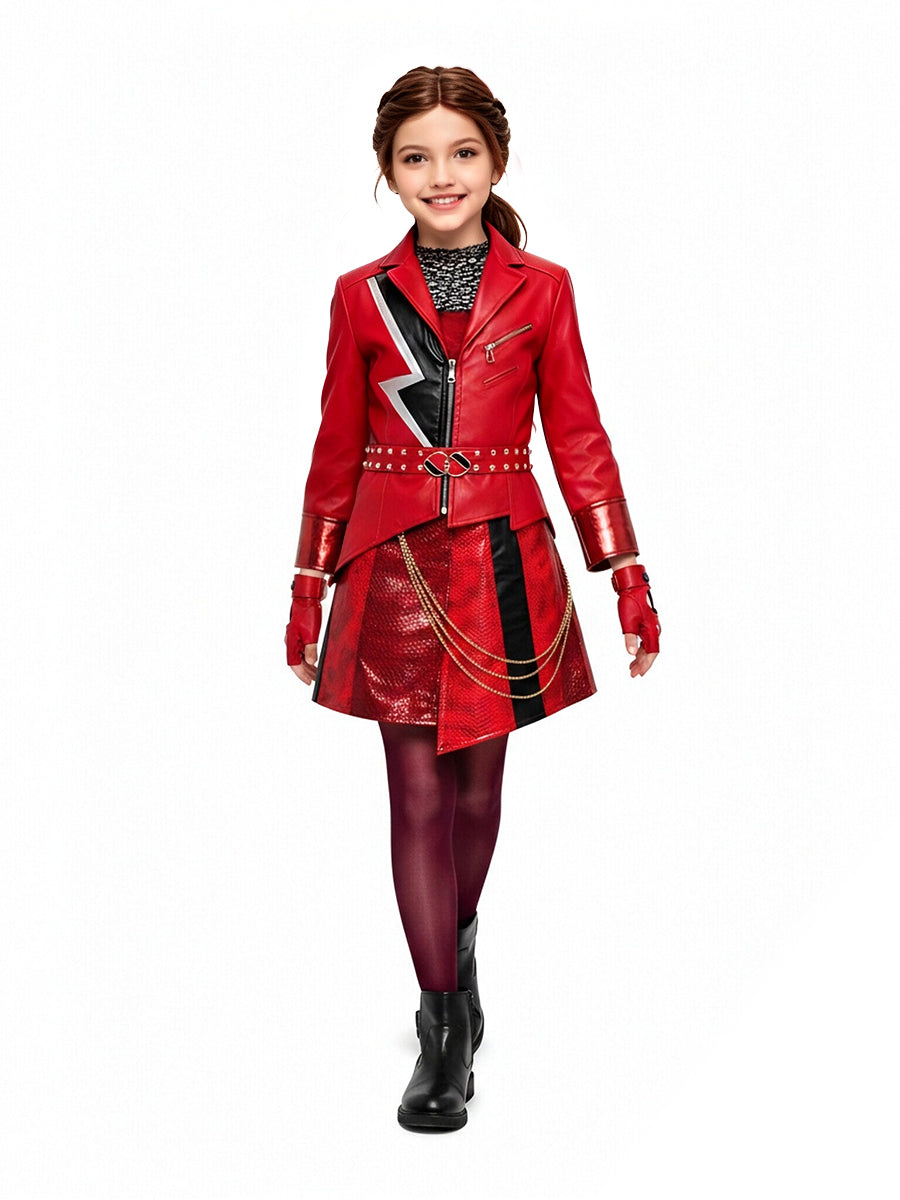 6 Piece PU Leather Red Princess Cosplay Costume - Image 4