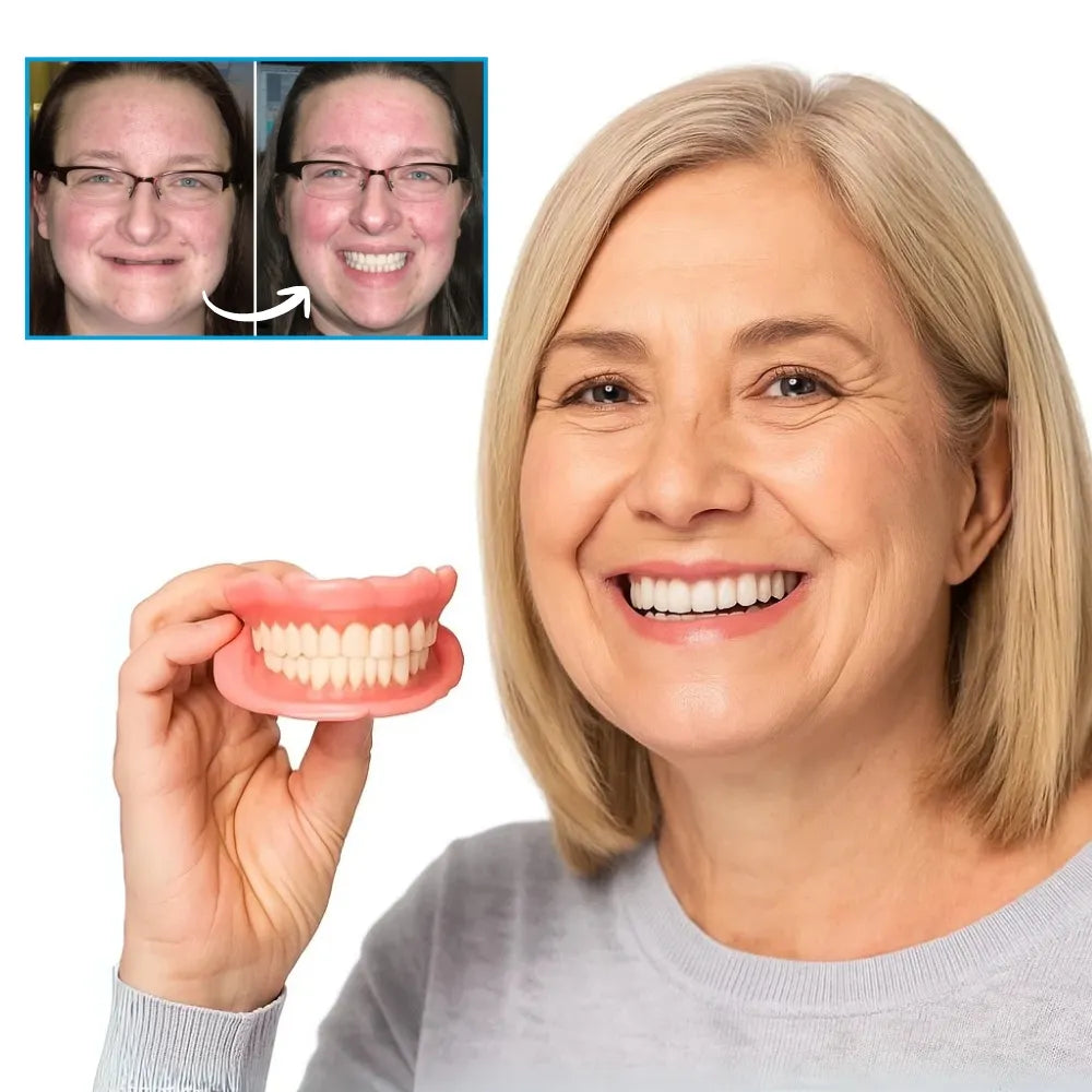 2 Piece Thermoplastic Resin Full Denture Set Upper Lower Moldable