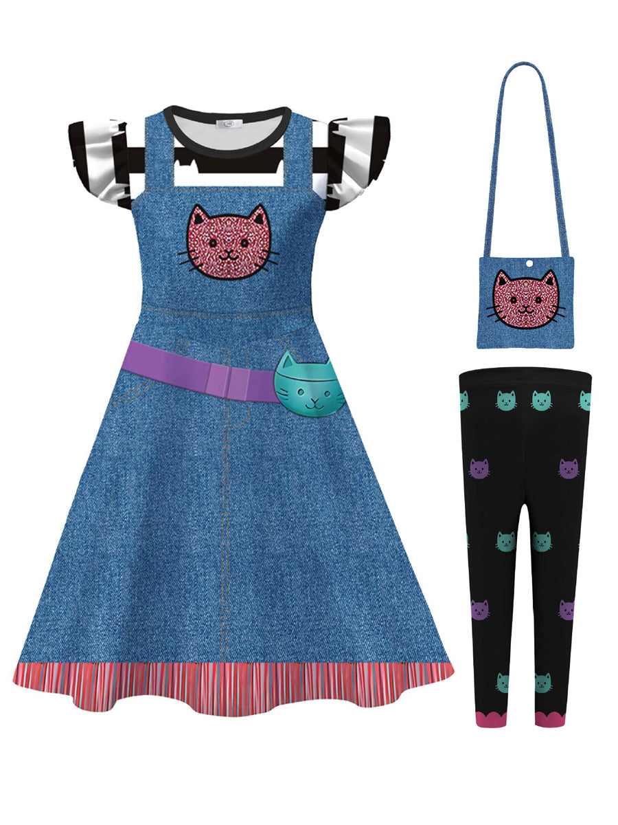 Girls 3 Piece Cat Ear Dress Costume Set - Image 5