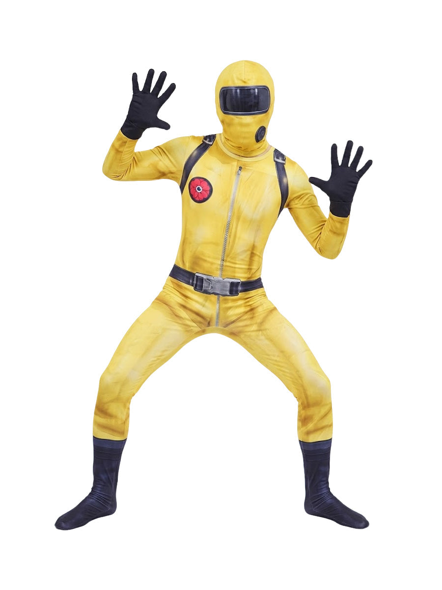 Yellow Hazmat Suit Costume Kids Adult Jumpsuit Mask Gloves Set - Image 7
