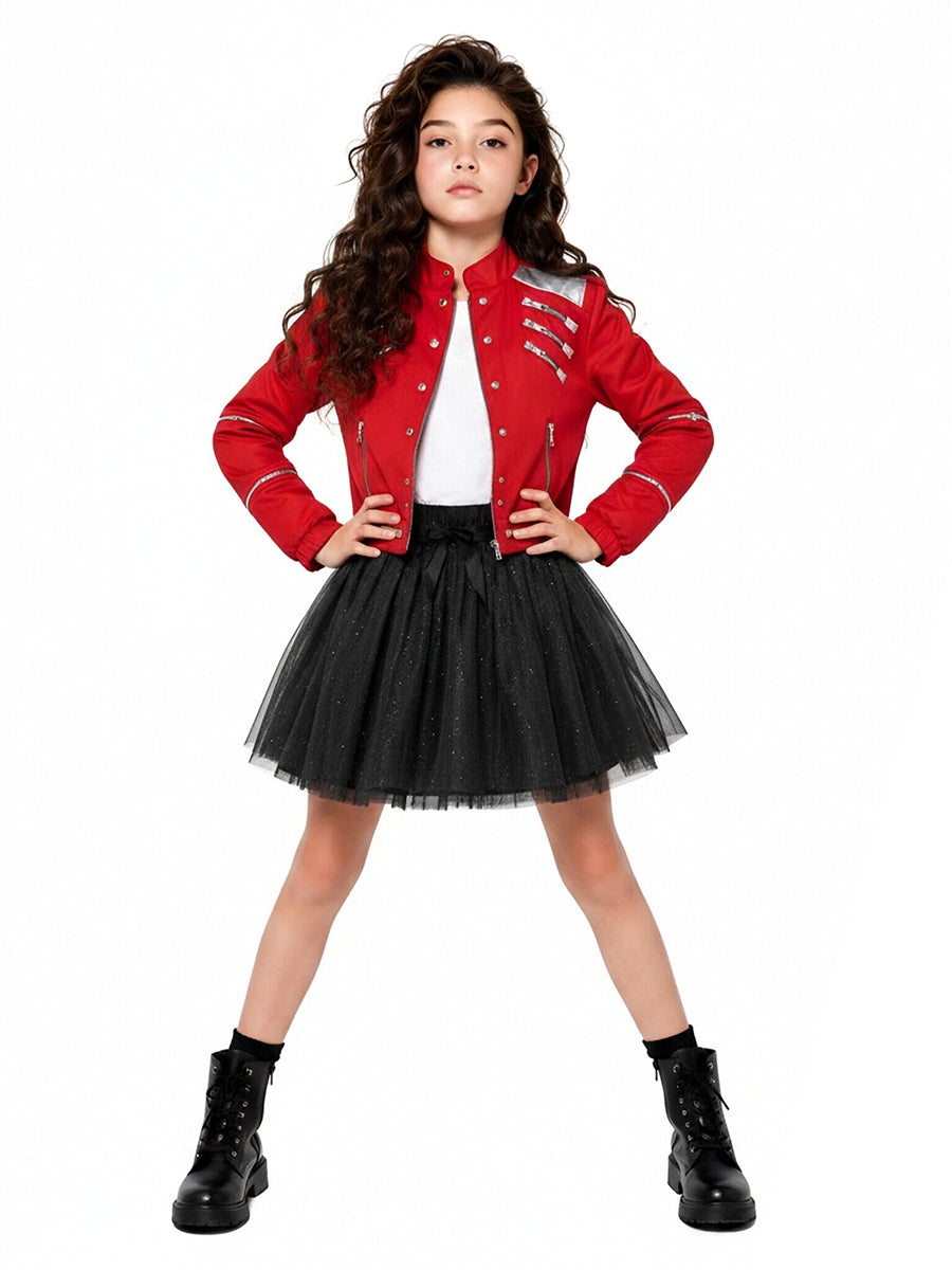 Girls 3 Piece 80s Pop Star Costume - Image 2