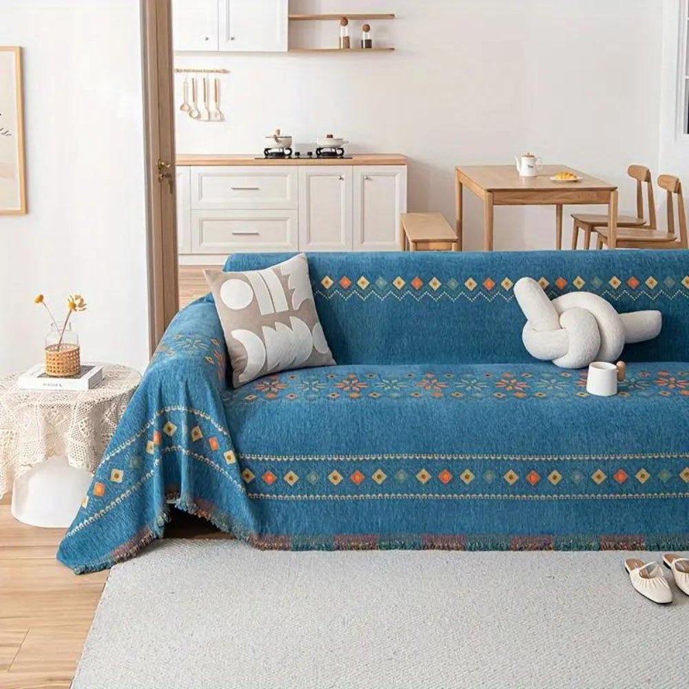Boho Couch Cover Non‑Slip Design with Tassels - Image 2