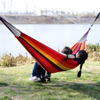 Striped Fabric Outdoor Hammock Rope Loops Breathable Portable Camping - Image 3
