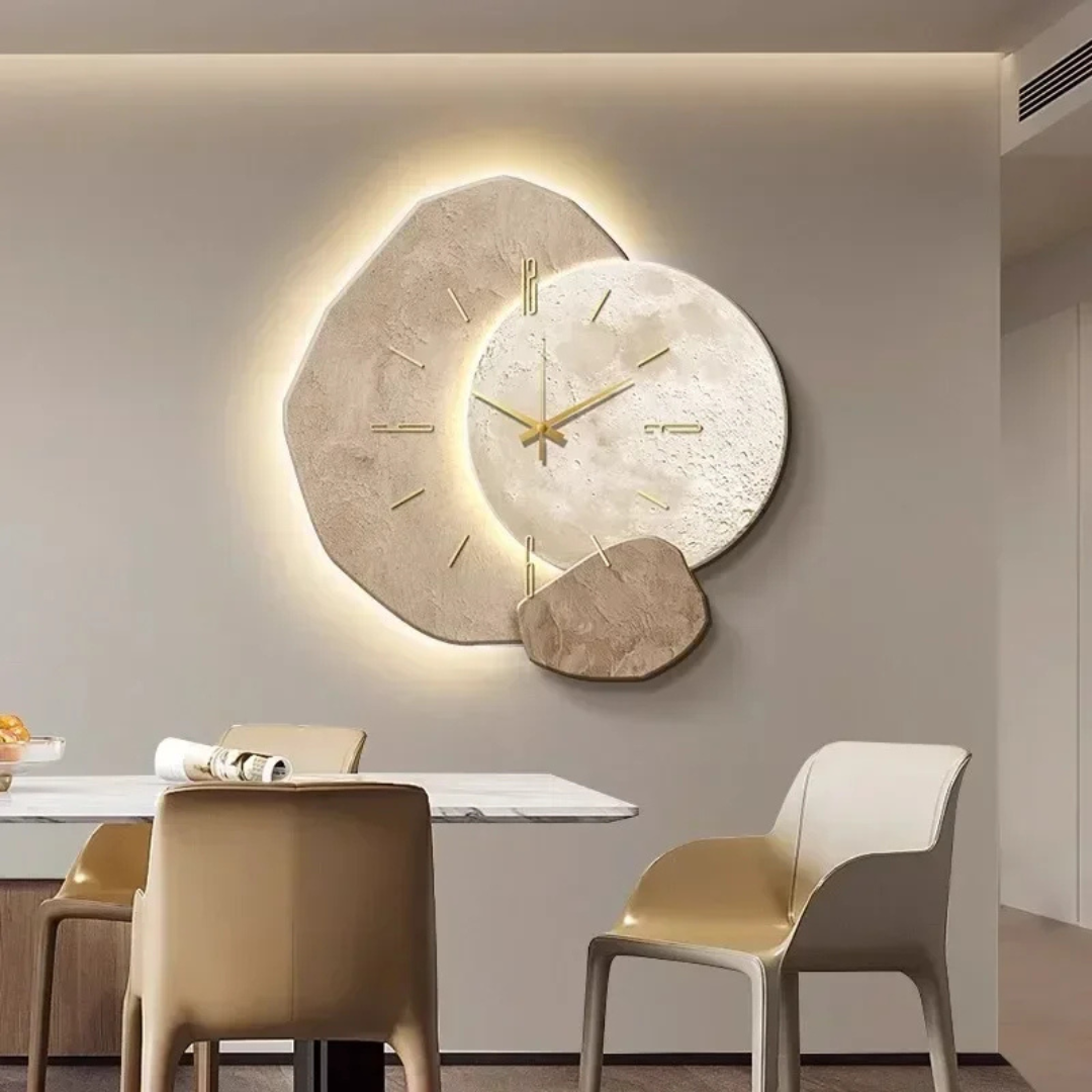 Modern Round Wood Wall Clock LED Backlit Silent Movement - Image 3