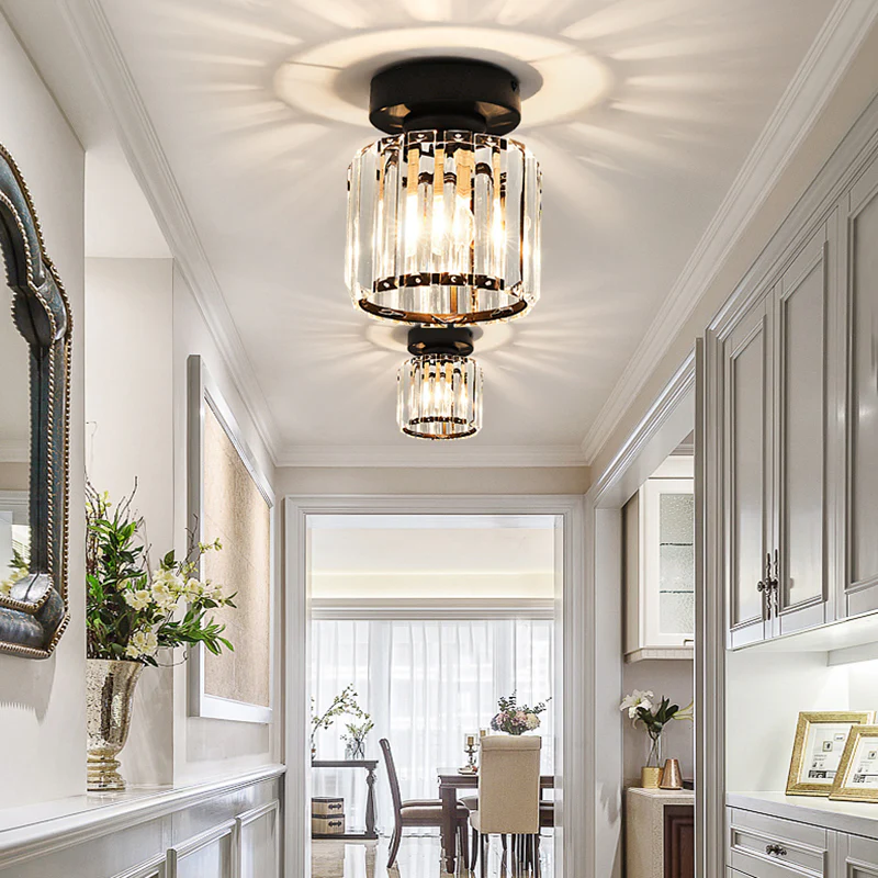 Black Crystal Flush Mount Ceiling Light Modern E27 - Image 14