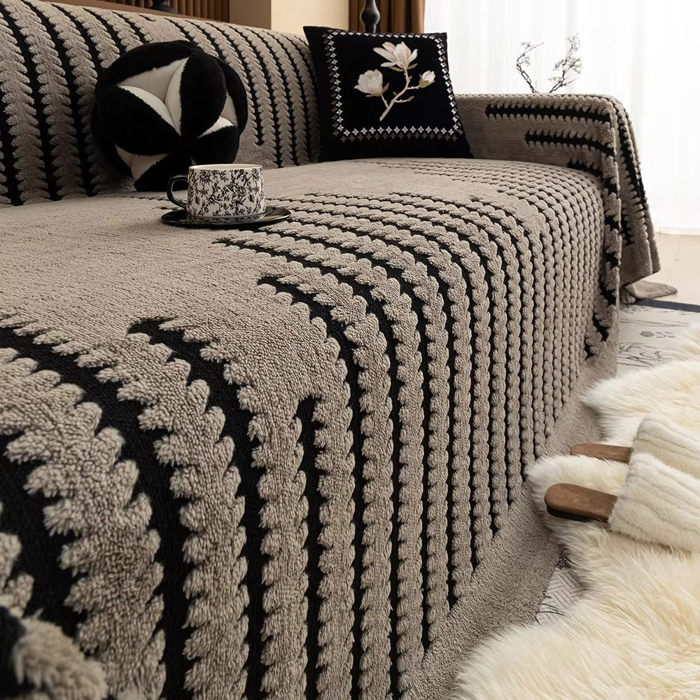 Plush Couch Protector Warm Comfort with Elegant Linear Design - Image 4