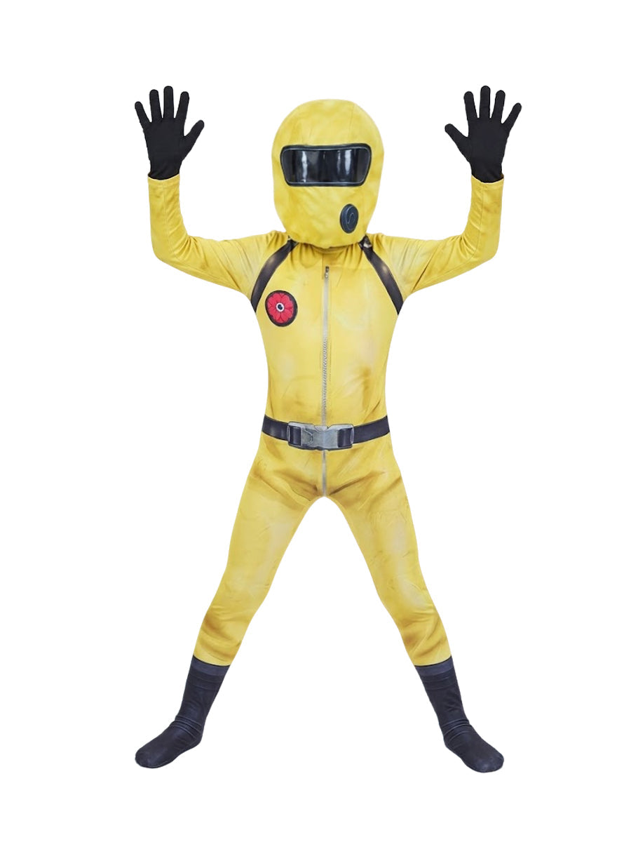 Yellow Hazmat Suit Costume Kids Adult Jumpsuit Mask Gloves Set - Image 2