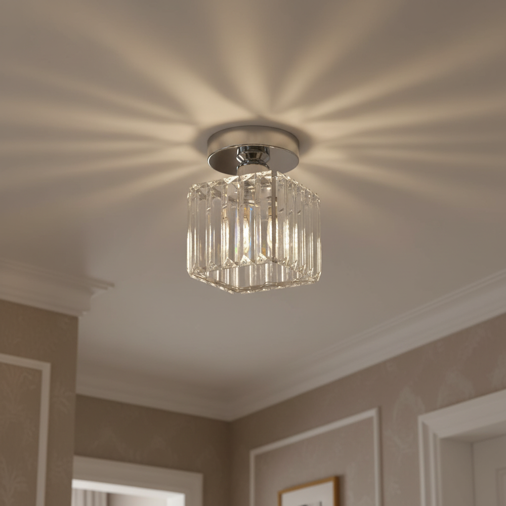Black Crystal Flush Mount Ceiling Light Modern E27 - Image 27