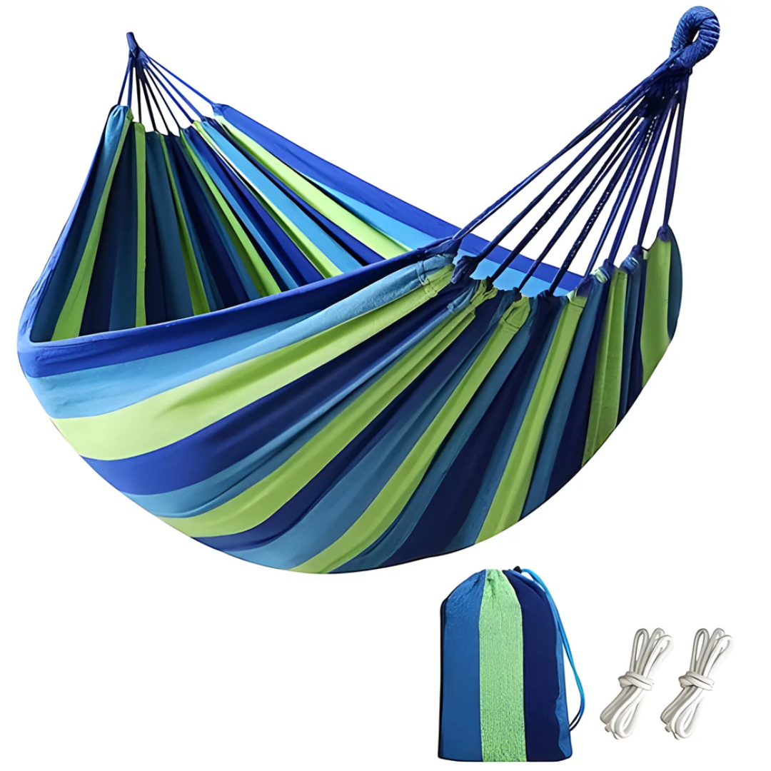 Striped Fabric Outdoor Hammock Rope Loops Breathable Portable Camping - Image 4