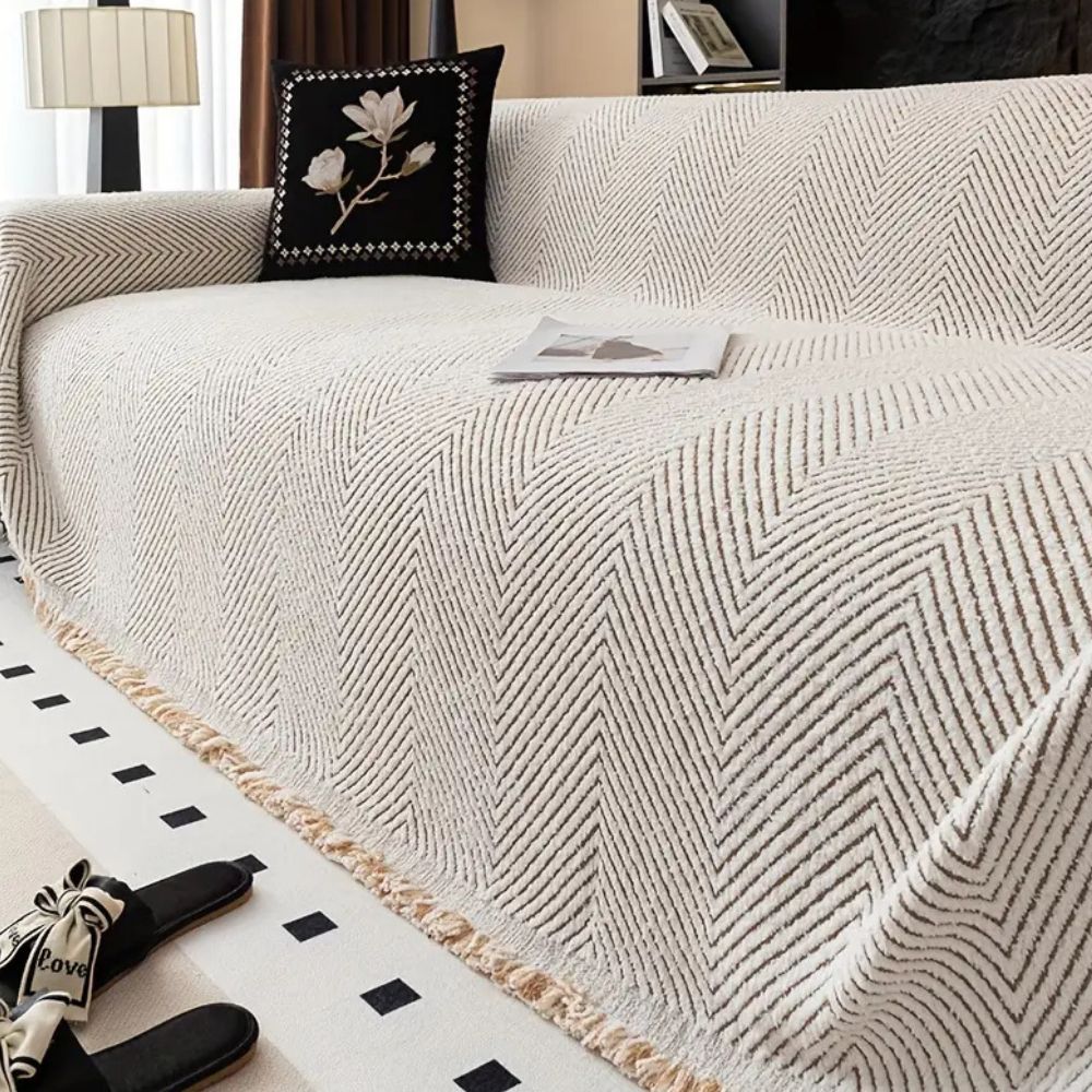 Herringbone Microfiber Sofa Cover Anti Slip Couch Protector - Image 2