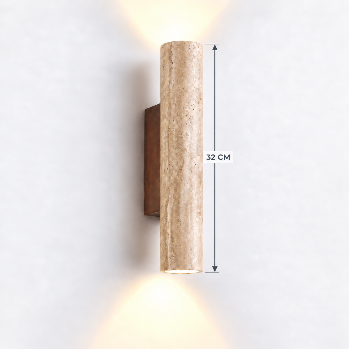 Cylindrical Travertine Wall Sconce Up Down Light