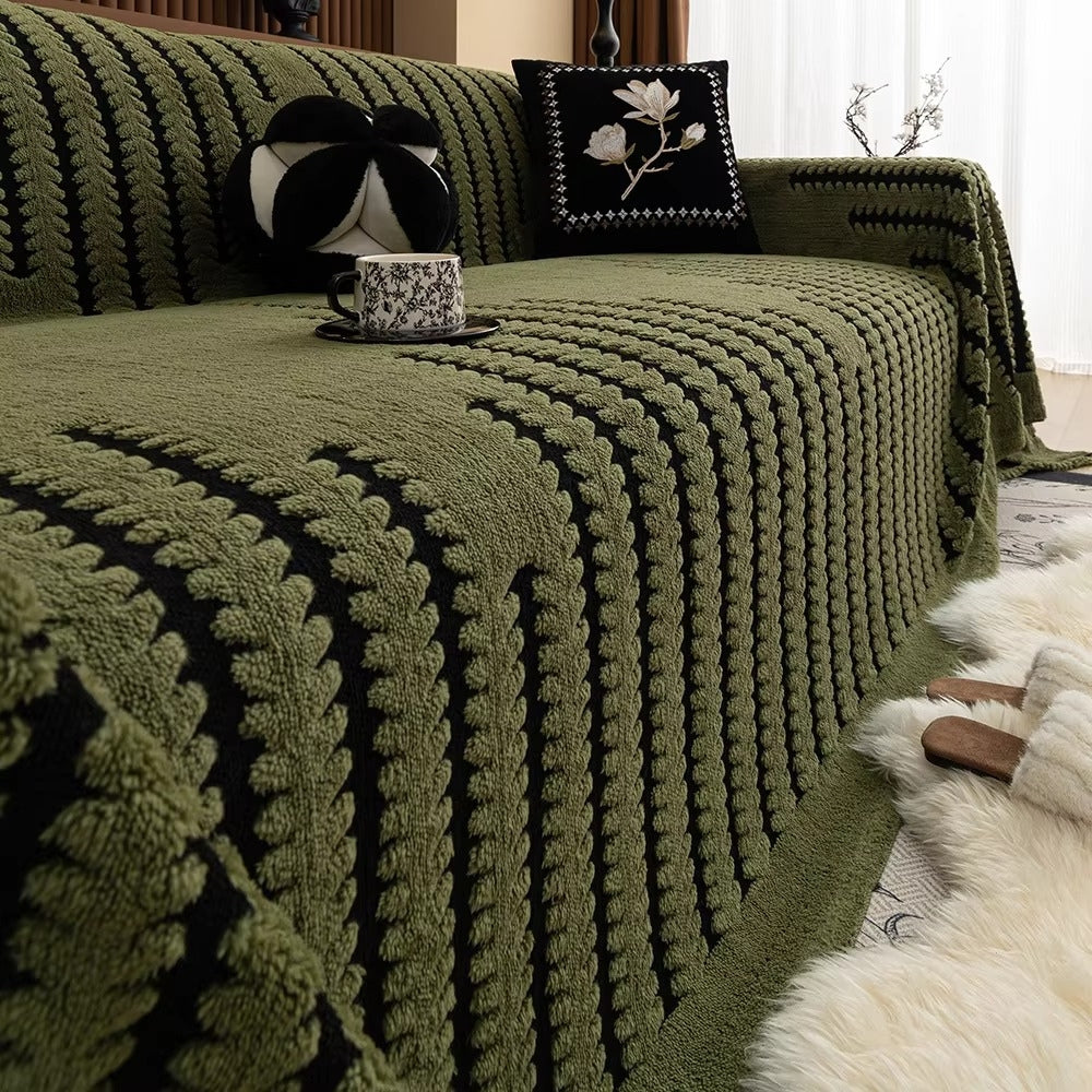 Plush Couch Protector Warm Comfort with Elegant Linear Design - Image 2