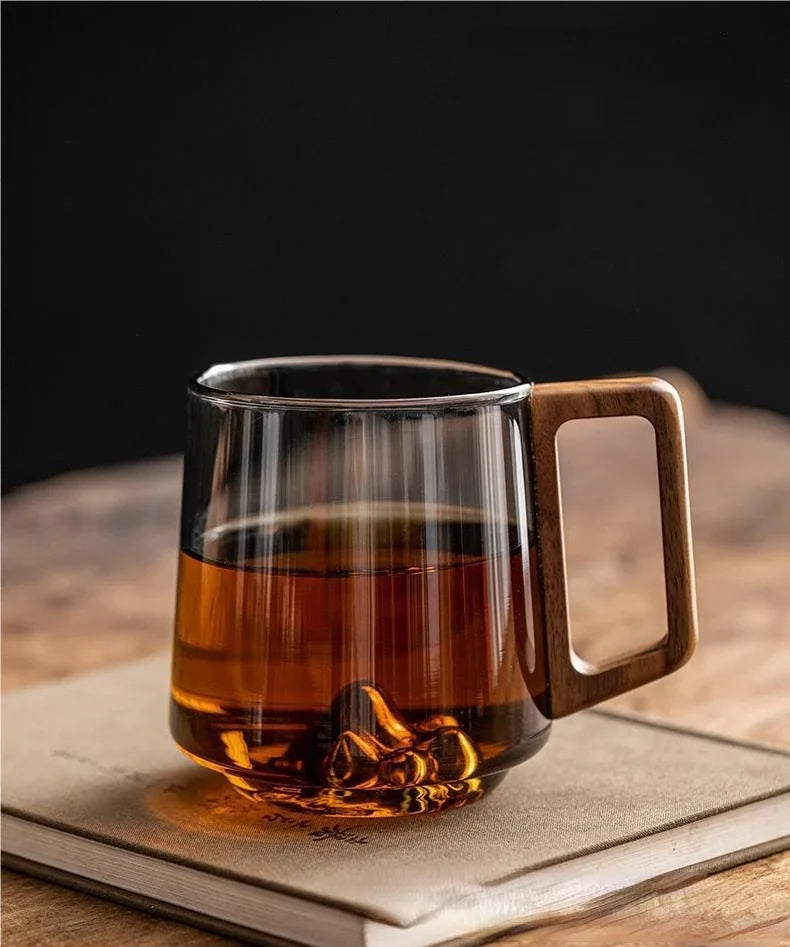 Large Modern Mug with Wooden Handle Stylish Cup for Daily Hot & Cold Drinks - Image 3