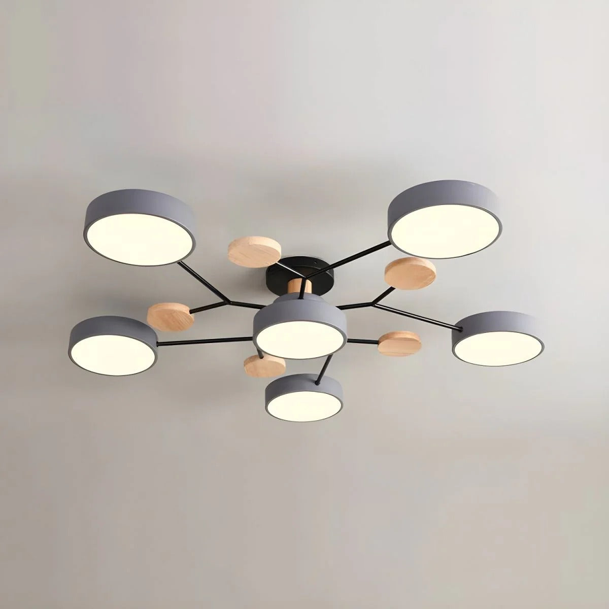 Modern LED Round Iron Semi Flush Chandelier Contemporary Ceiling Light - Image 15