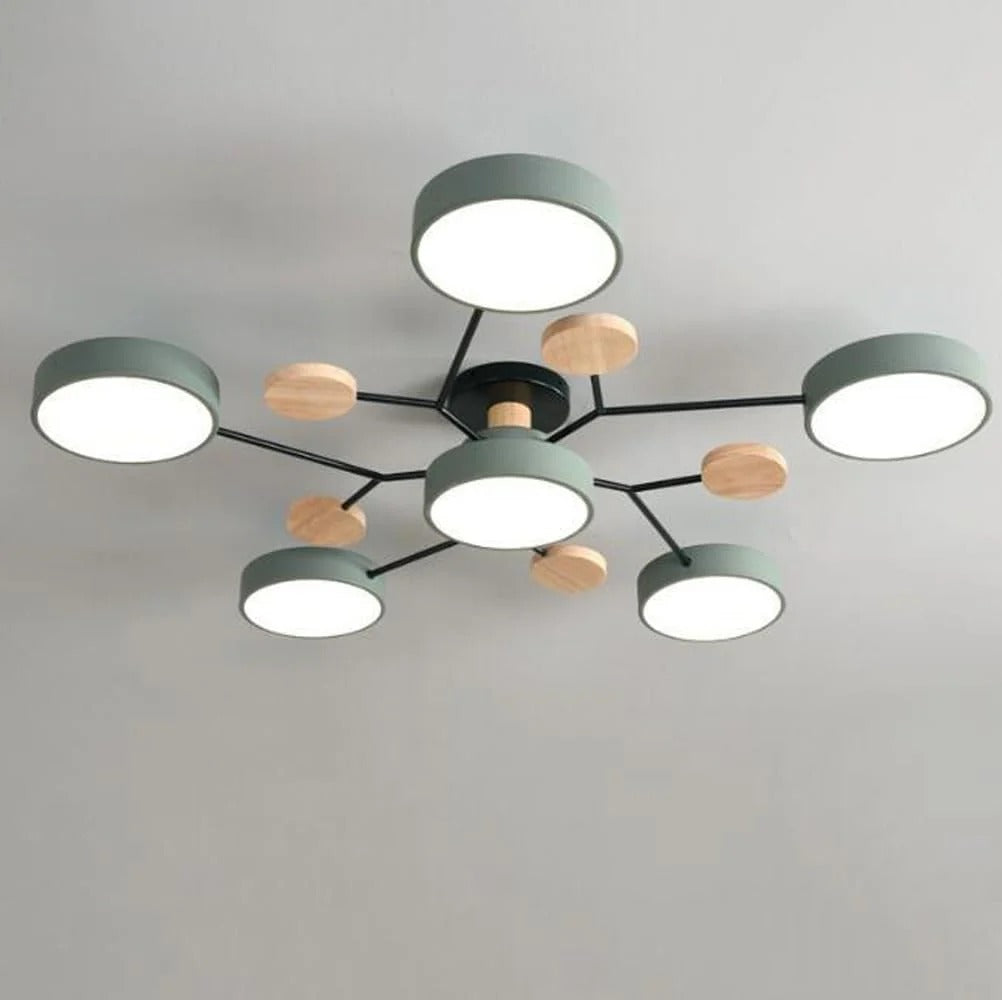 Modern LED Round Iron Semi Flush Chandelier Contemporary Ceiling Light - Image 9