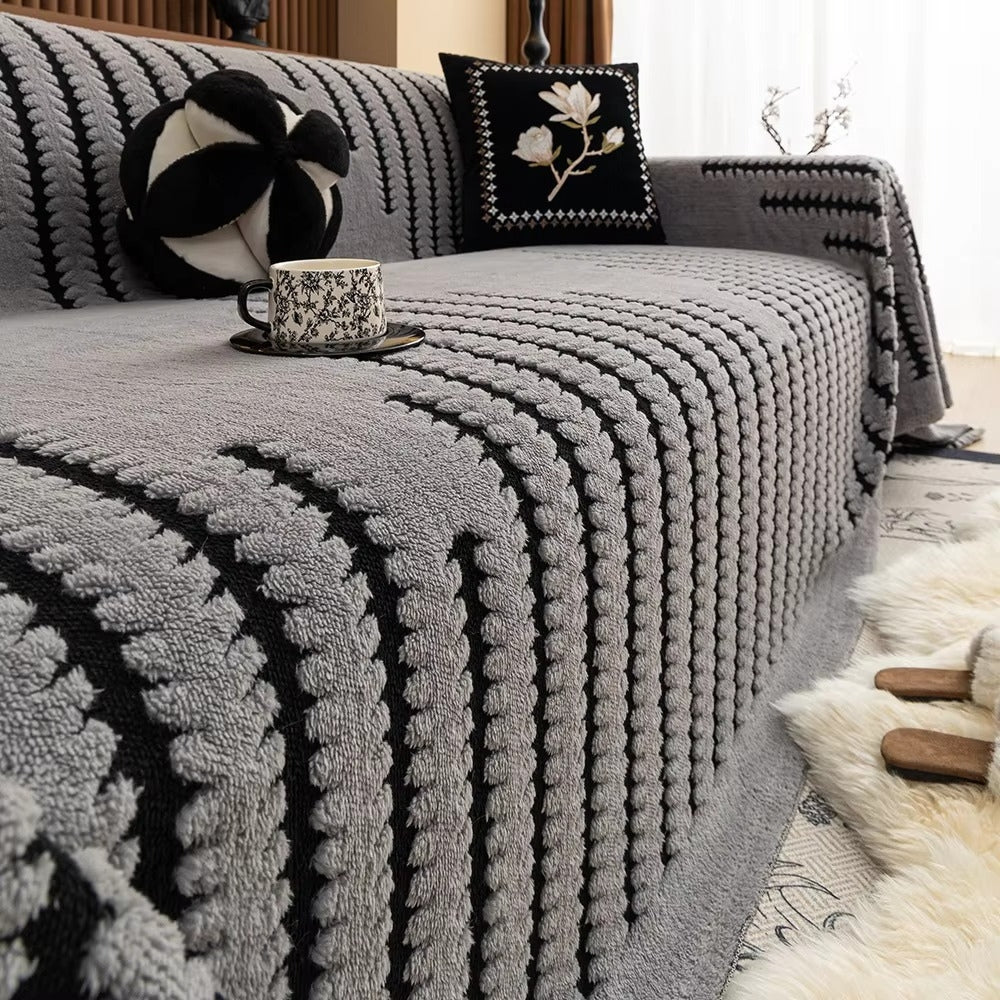 Plush Couch Protector Warm Comfort with Elegant Linear Design - Image 5