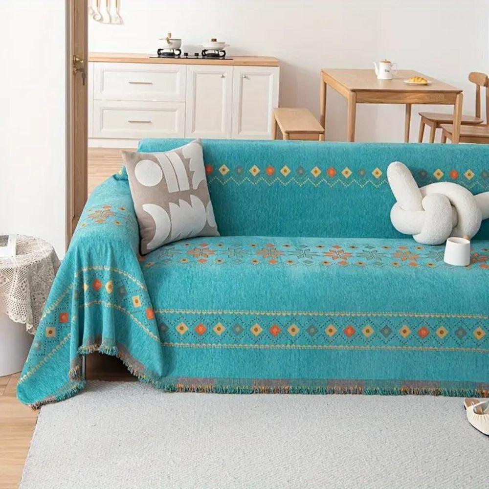 Boho Couch Cover Non‑Slip Design with Tassels - Image 4