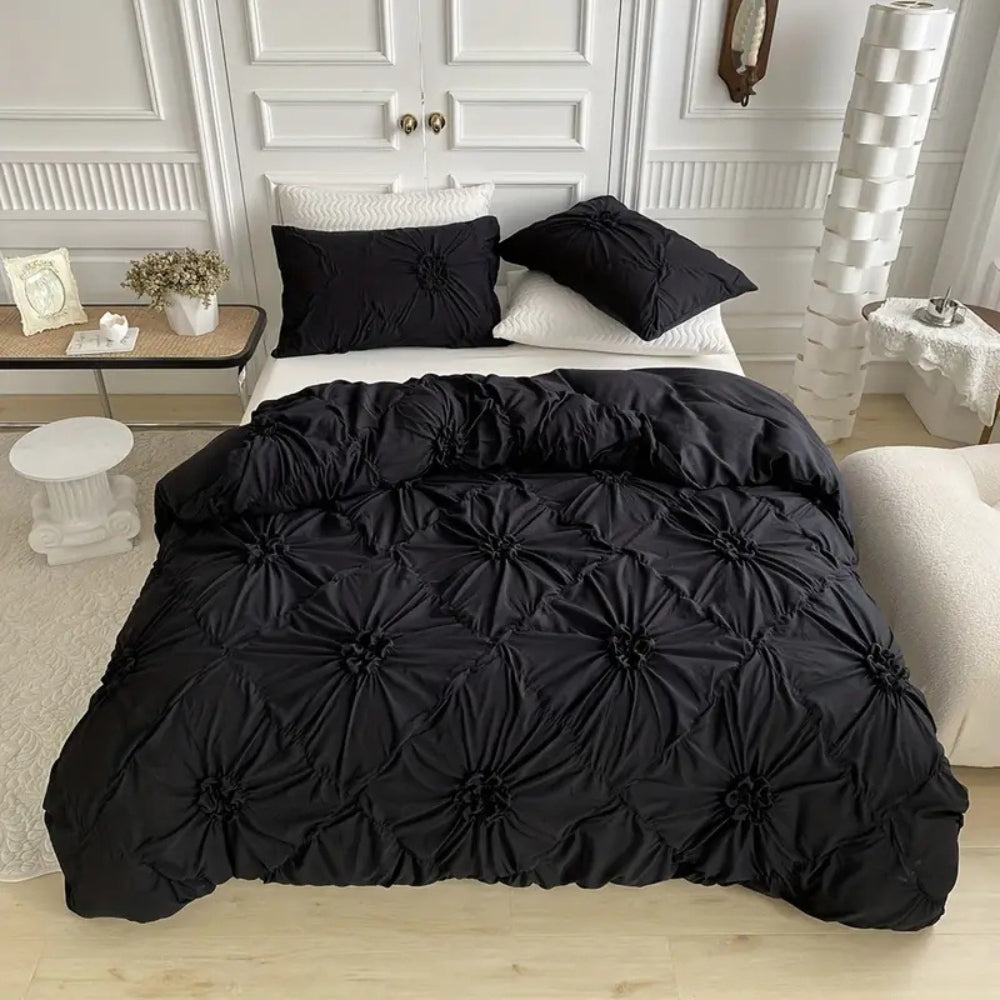 Elegant Ruffle Flower Quilt Cover Set with Pillowcases - Image 3