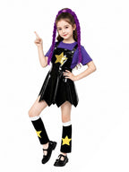 Halloween Costume Black PVC Star Suspender Dress Cosplay Set