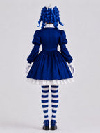 Halloween Costume Royal Blue Gothic Puppet Dress Ruff Collar - Image 6