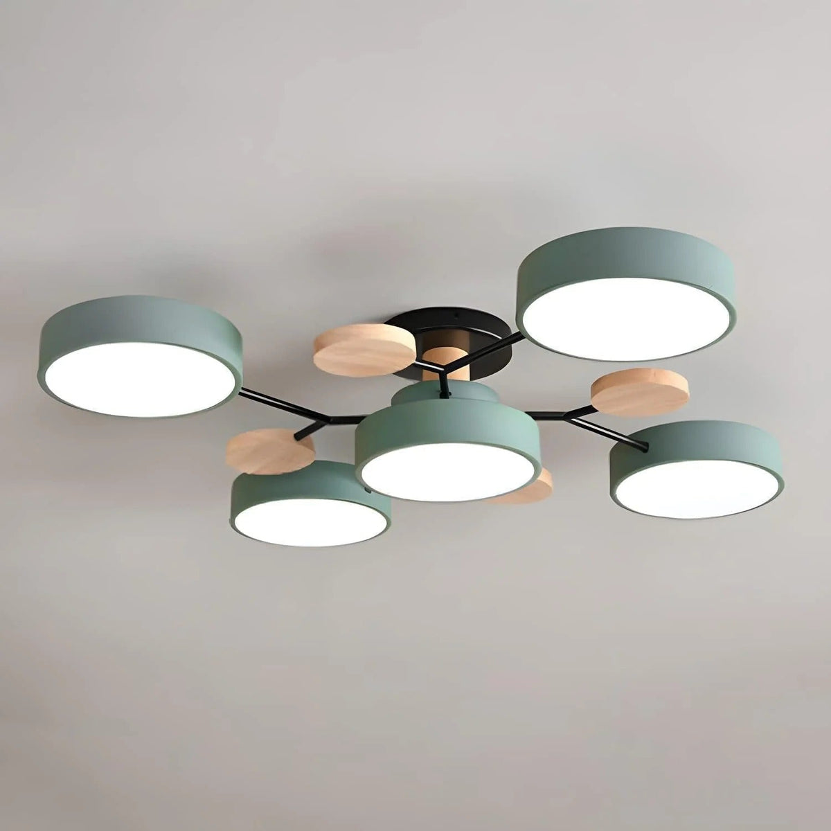 Modern LED Round Iron Semi Flush Chandelier Contemporary Ceiling Light - Image 7