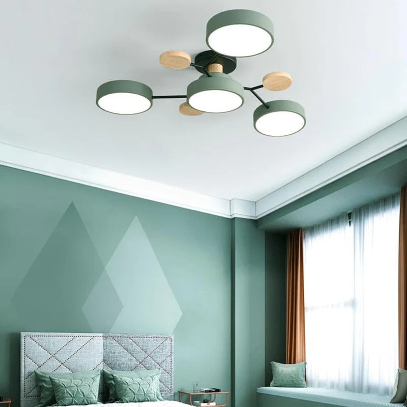 Modern LED Round Iron Semi Flush Chandelier Contemporary Ceiling Light - Image 3