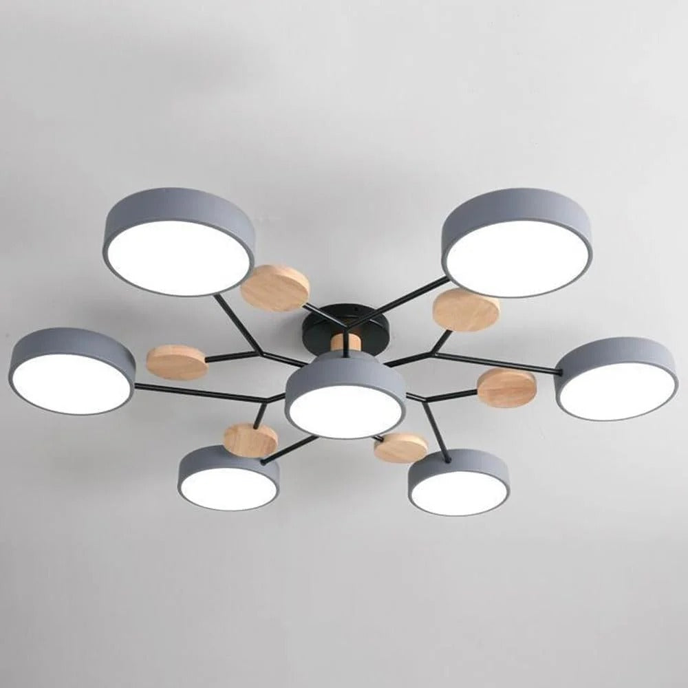 Modern LED Round Iron Semi Flush Chandelier Contemporary Ceiling Light - Image 17
