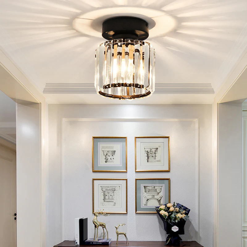 Black Crystal Flush Mount Ceiling Light Modern E27 - Image 13