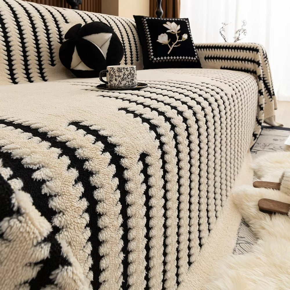 Plush Couch Protector Warm Comfort with Elegant Linear Design - Image 6