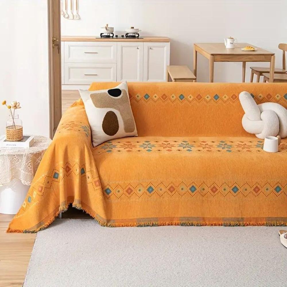 Boho Couch Cover Non‑Slip Design with Tassels - Image 3