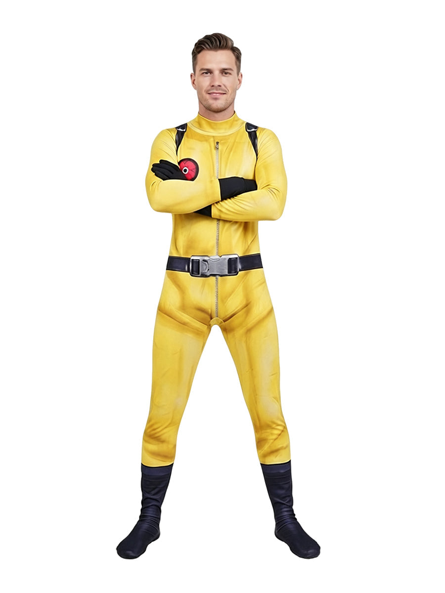 Yellow Hazmat Suit Costume Kids Adult Jumpsuit Mask Gloves Set - Image 6