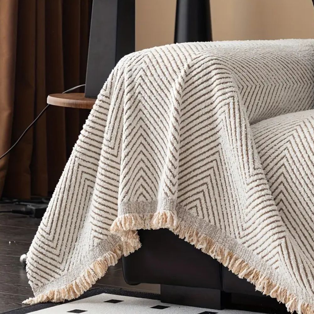 Elegant Herringbone Couch Cover Easy‑Care Furniture Shield - Image 4
