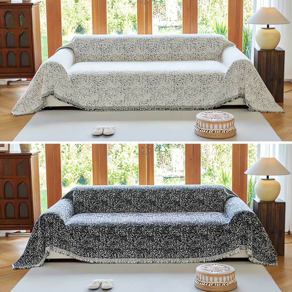 Reversible Couch Cover Nordic Speckle Boho Design - Image 2