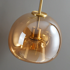 Round Copper Glass Flush Mount Ceiling Light E27 Fitting - Image 12