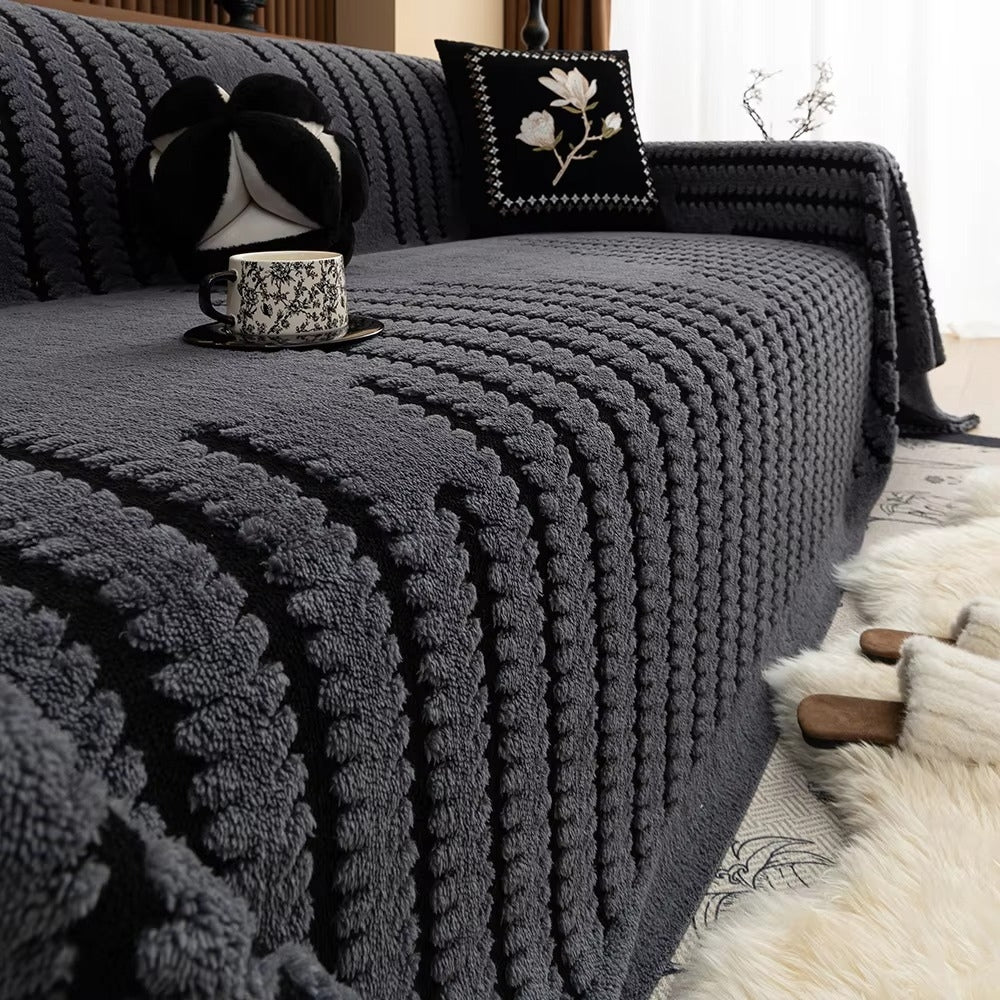 Plush Couch Protector Warm Comfort with Elegant Linear Design - Image 7