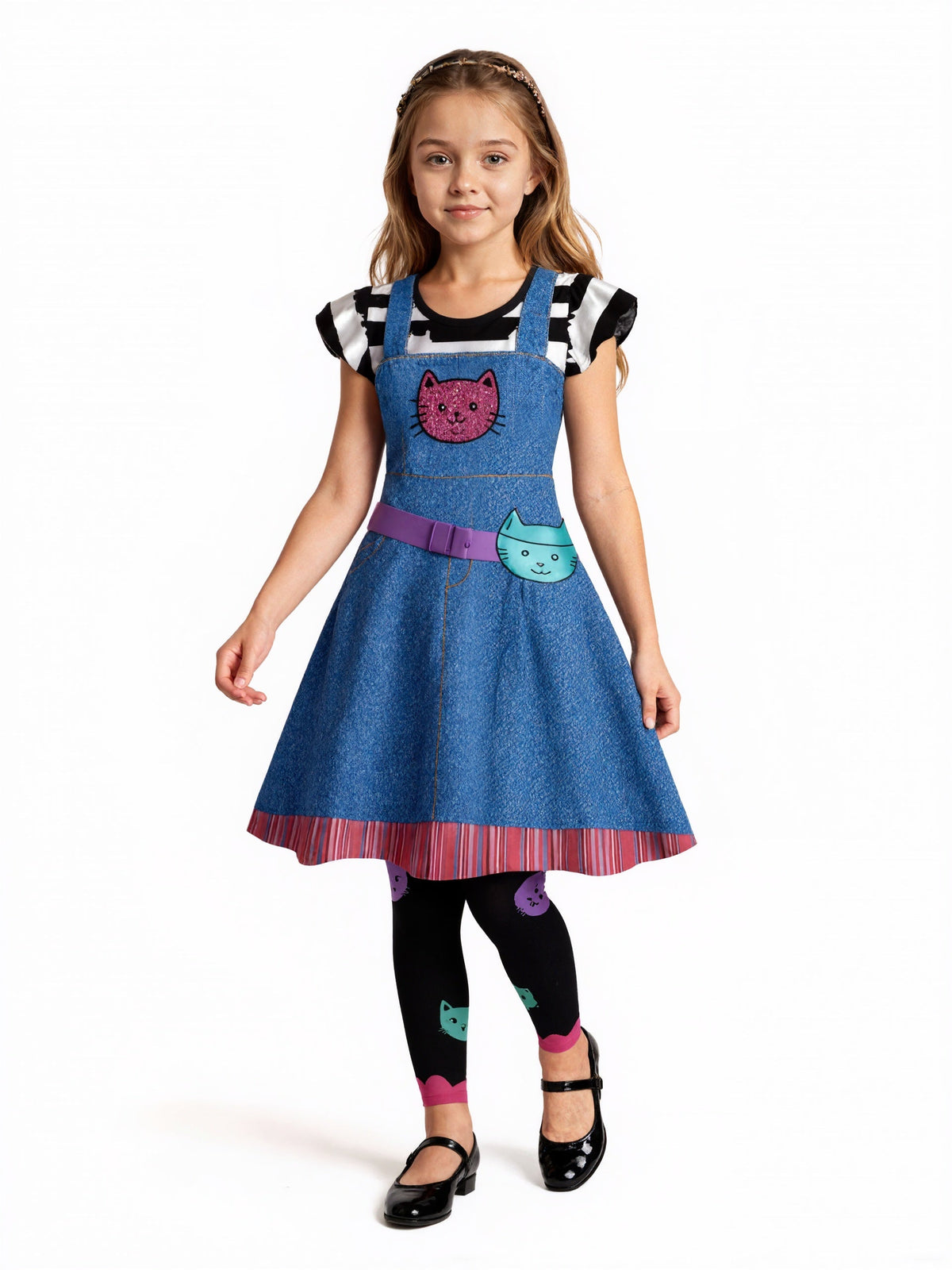 Girls 3 Piece Cat Ear Dress Costume Set - Image 2